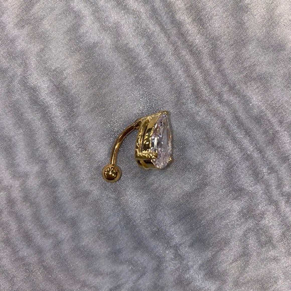 Gold Jeweled Belly Button Ring - Picture 3 of 4